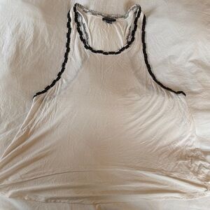 Elegant Cream Tank Top with Black Trim